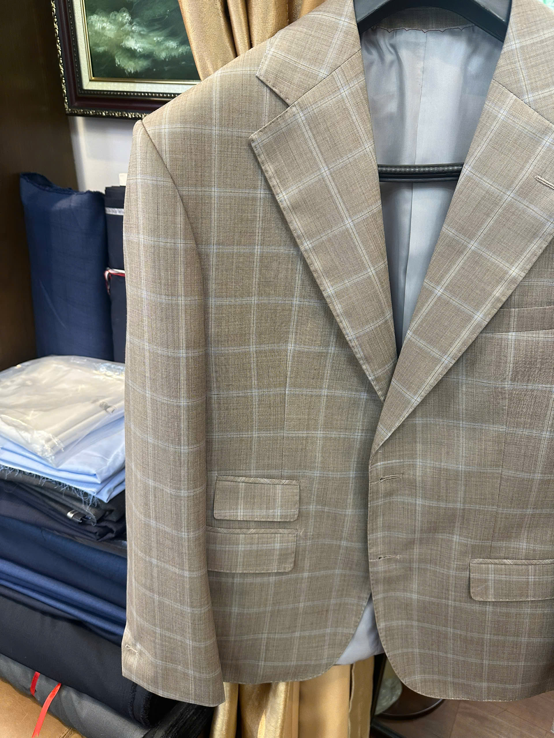 áo jacket kẻ ô- vải wool
